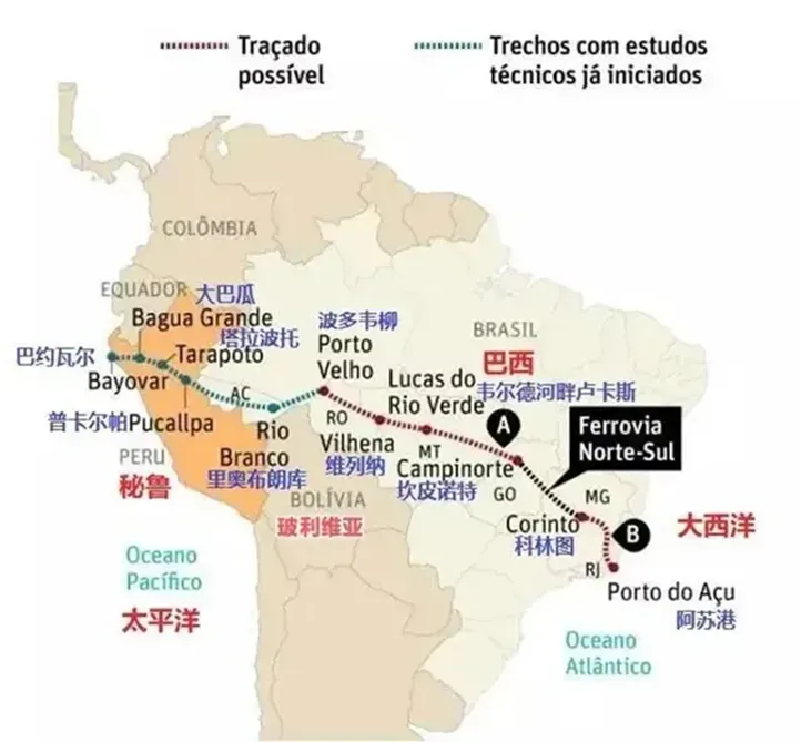 中國與巴西簽署兩洋鐵路合作諒解備忘錄,打造6500公里南美大陸橋